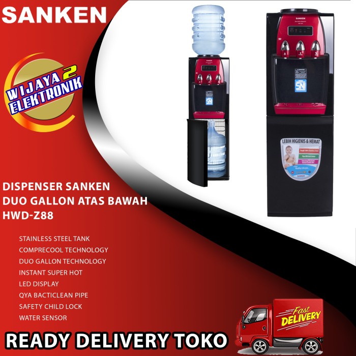 Ready Dispenser Galon Atas Bawah Sanken Hwd-Z88 Dispenser Duo Galon