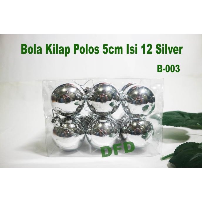 Aksesoris Natal / Ornamen Hiasan Natal / ( Bola Polos Silver 5cm )