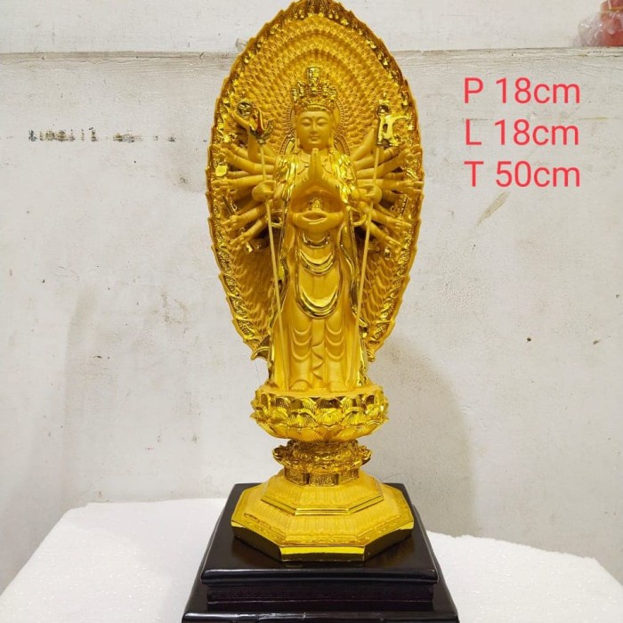 patung dewi kwan im / kwan im / seribu tangan / cien so 19 inch fiber