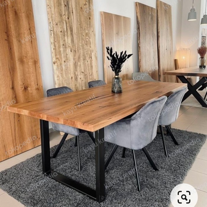 Promo Meja Makan Minimalis Top Table Kayu Mahoni180X80X75Cm