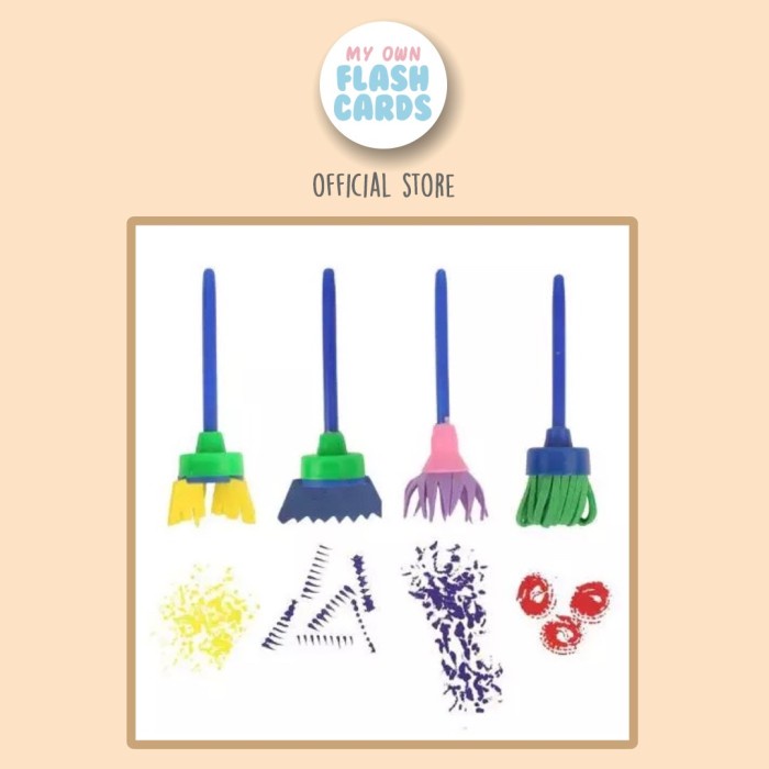 

TERLARIS Set 4 Kuas Bahan EVA Sponge Paint Brush Mainan Edukasi Anak Melukis