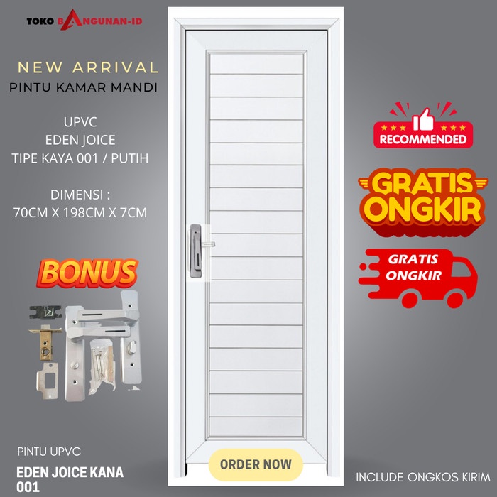 PINTU UPVC EDEN JOICE TIPE KANA 001 PUTIH PINTU KAMAR MANDI