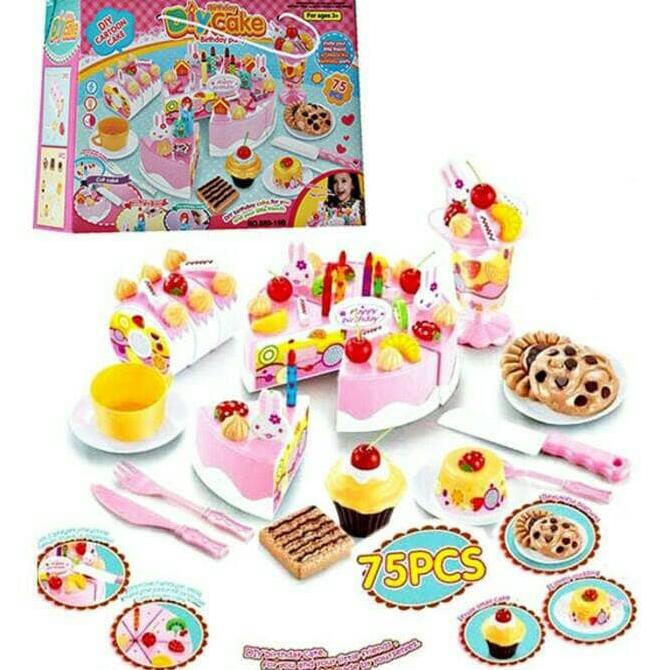 

New Diy Fruit Cake Pink Besar 75 Pcs - Mainan Kue Ulang Tahun Pengiriman Cepat