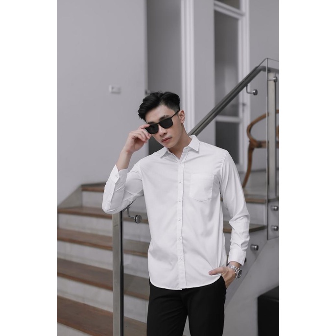 Kemeja Polos Putih Lengan Panjang Shanghai / Kemeja Pria