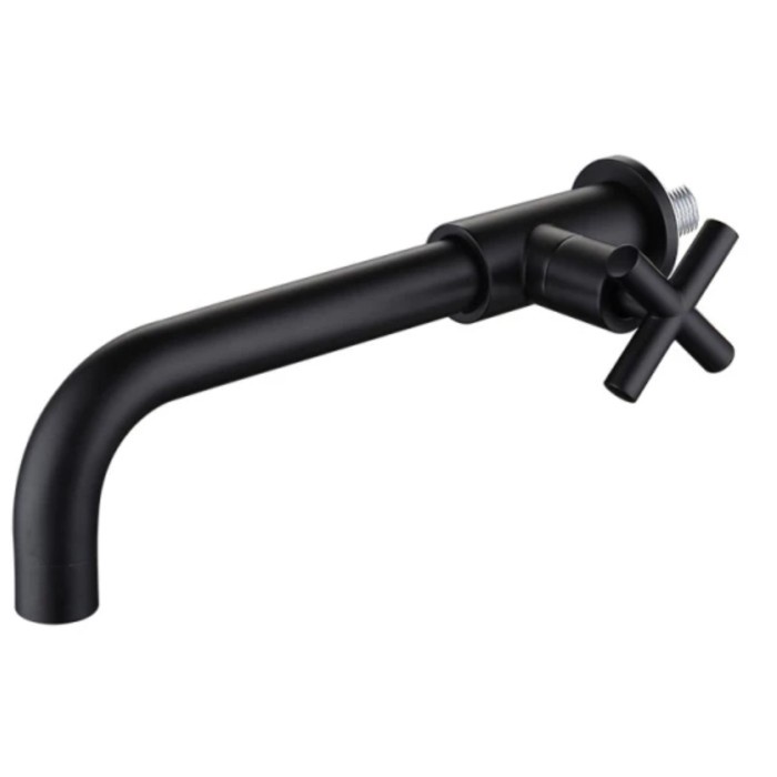 kran wastafel tembok hitam/kran dinding hitam long