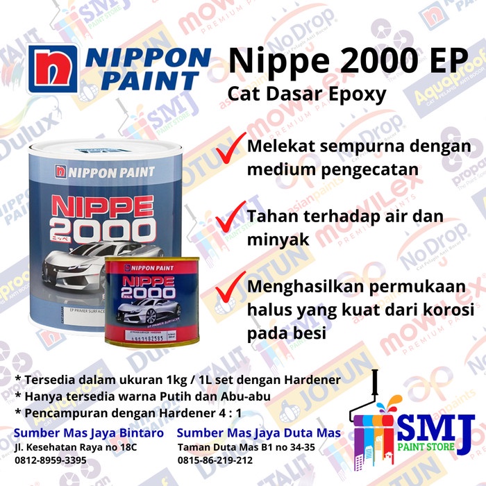 JM- Cat Dasar Epoxy Surfacer Primer Duco NIPPE 2000 EP warna - Putih 1kg