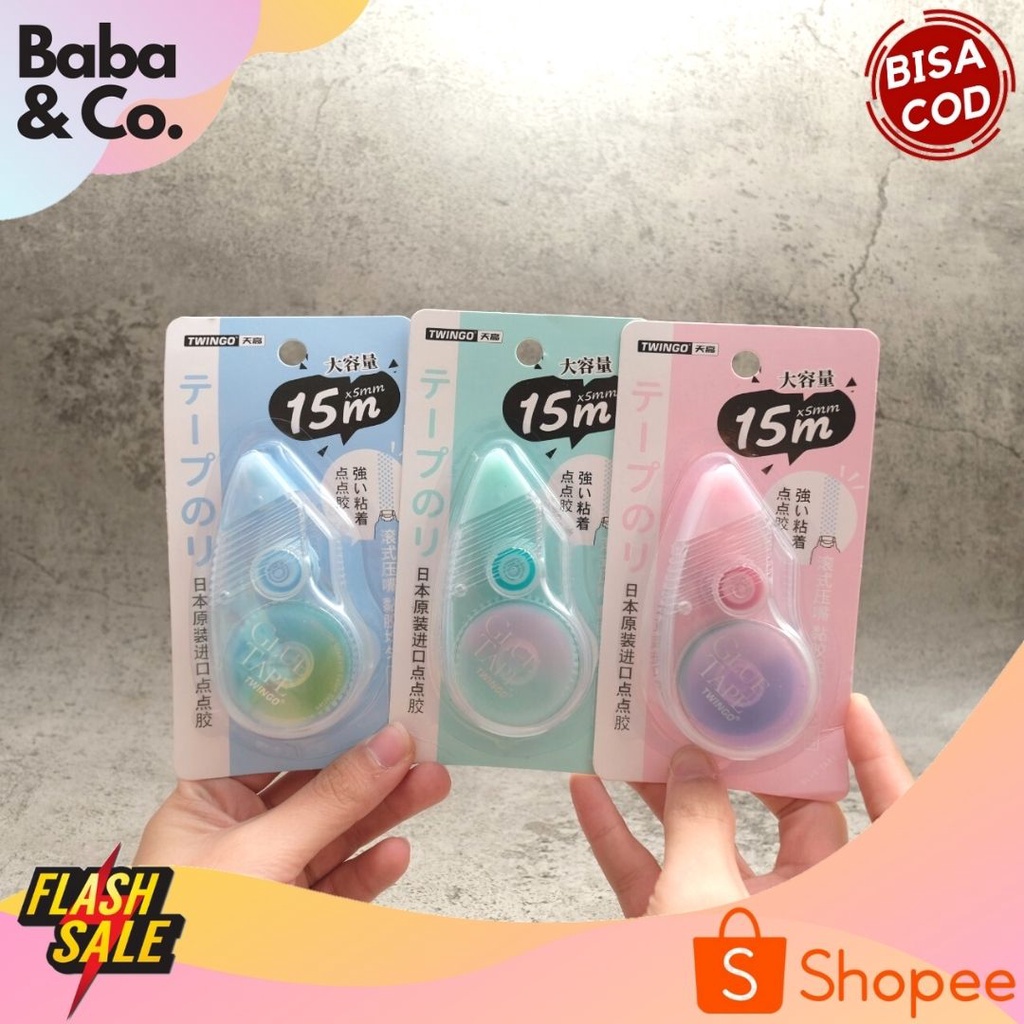 

H2O GLUE TAPE POLOS (15 METER) BESAR TWINGGO TG-G1523 LEM PITA TWINGGO GLUE TAPE TWINGGO LUCU UNIK