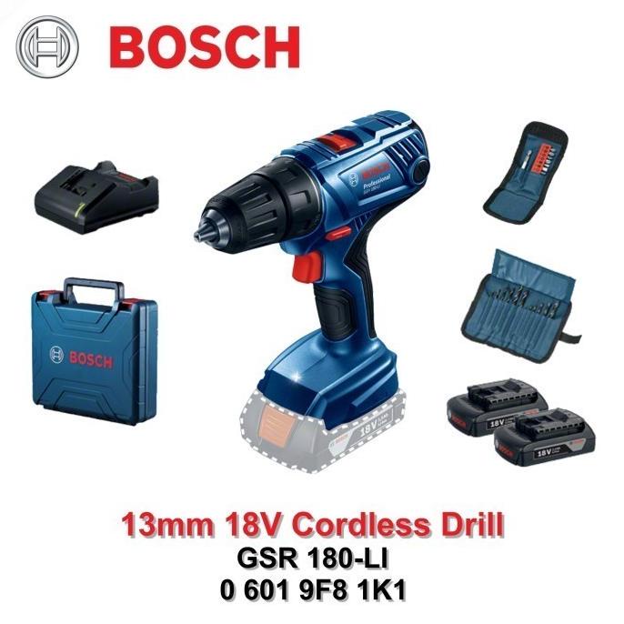 Agny Cordless Drill Bosch GSR 180-Li Bor Baterai Bosch AD001