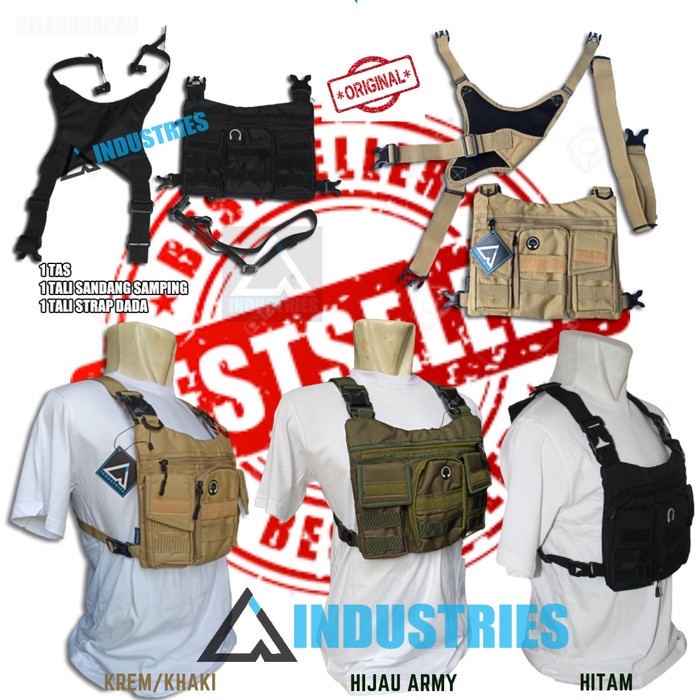 Tas Rompi Alat Perkakas Tool Vest Bag Chest Rig Radio Walkie Talkie