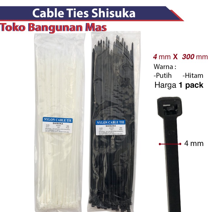 

Kabel Ties SHISUKA Cable Tie 4 x 300 mm (30cm) CV 30 Kualitas SUPER