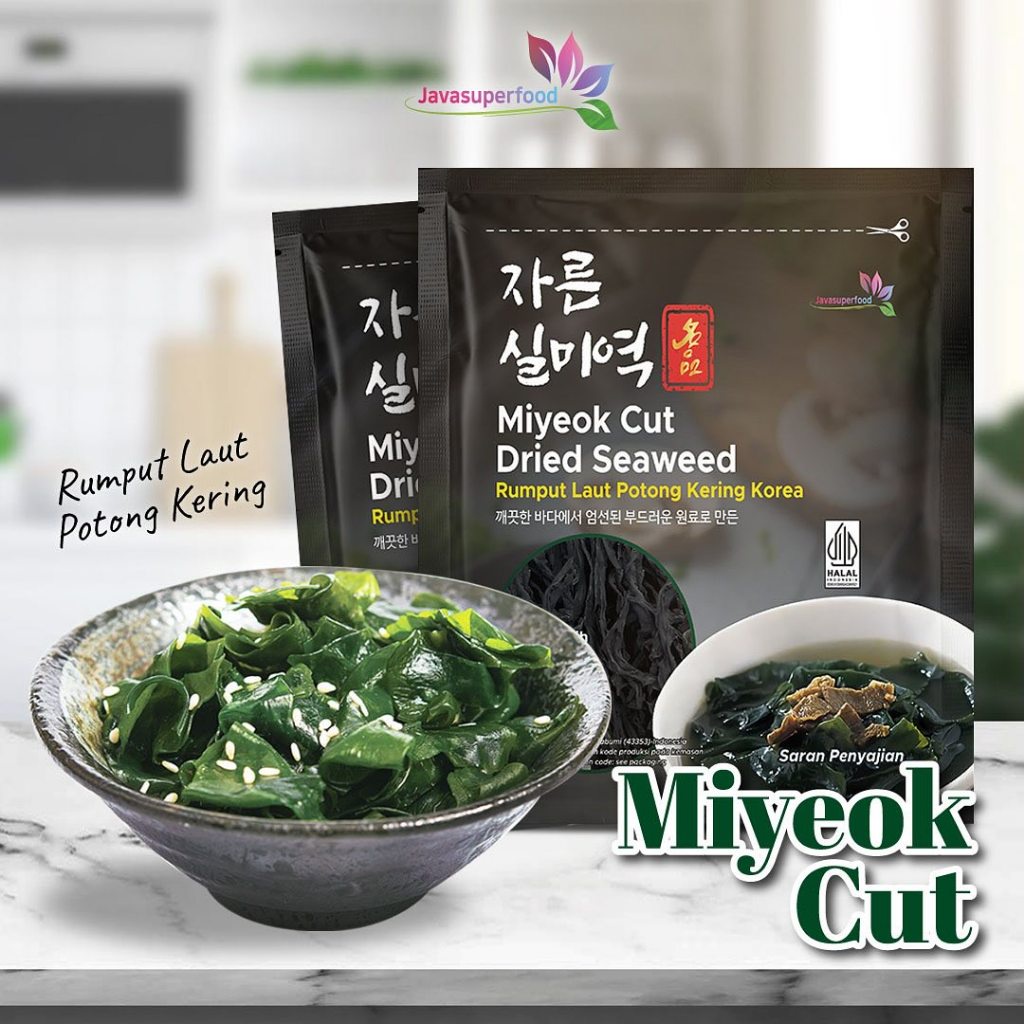 

Rumput Laut Kering Potong / Dry Cut Wakame / Miyeok Cut 100gr Java Super Food