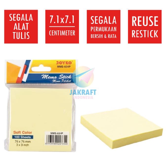 

Kertas Sticky Note Joyko Mms-654P Soft Color Isi 100 Memo Stick Tempel Kode 445