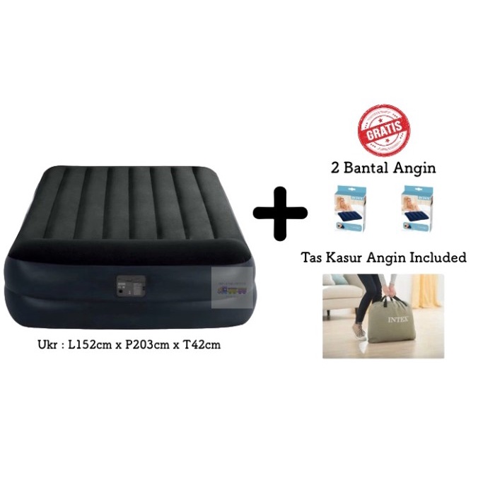 Intex 64124 Durabeam Rest Raised Airbed Bonus Bantal 68672