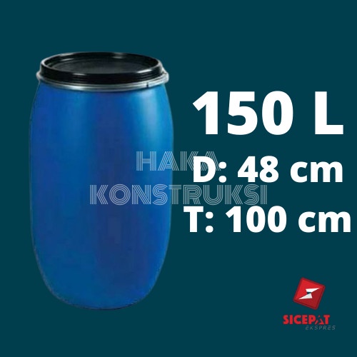 Tong / Drum Air / Drum Tempat Sampah Plastik Tebal 150 Liter L - Biru