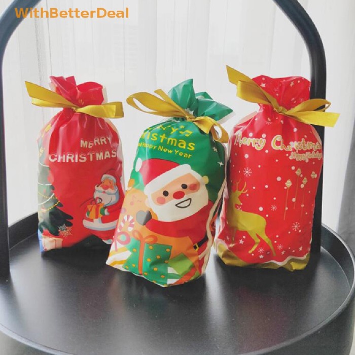 

10Pcs Kantong Permen Plastik Natal Xmas Festival Candy Treat Cookies Limited Stock