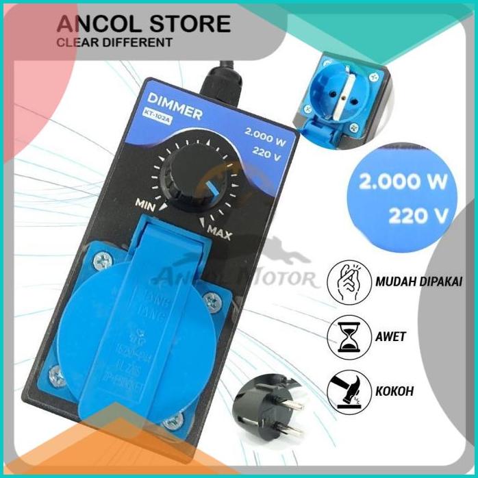 Dimmer AC 2000W Pengatur Kecepatan Mesin Motor Gerinda Peredup Lampu 1