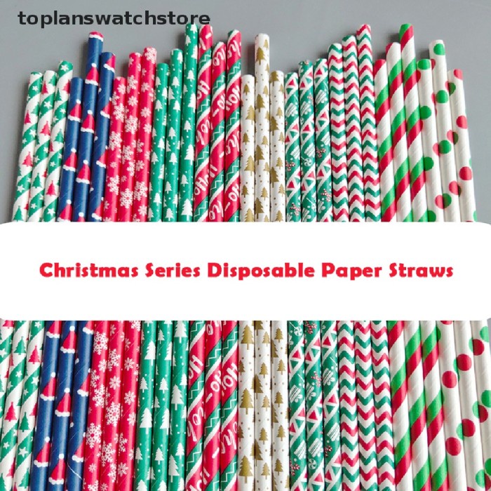 

100 Pcs Sedotan Minum Bahan Kertas Motif Snowflake Untuk Natal Limited Stock