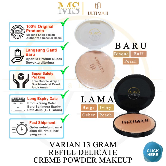 ULTIMA II DELICATE CREME POWDER MAKEUP FOUNDATION REFILL BEDAK PADAT