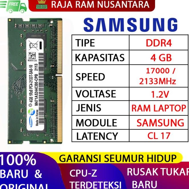 Ram Laptop Samsung Ddr4 4Gb 2133 Mhz 17000 Ori Gaming Ram Nb Ddr4 4Gb