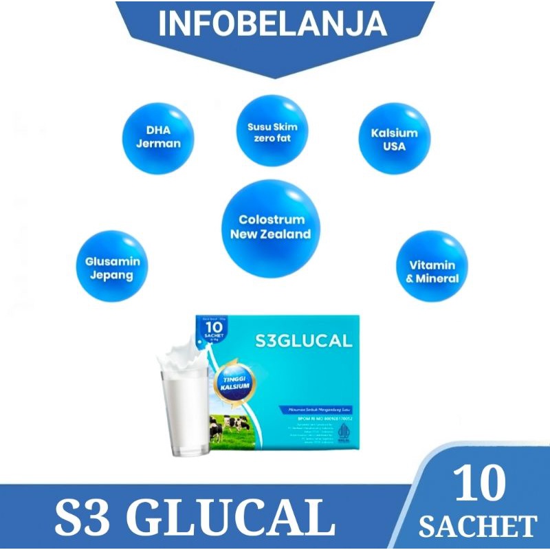 

S3Glucal Asli Original Kemasan Terbaru 10 Sachet Minuman Bubuk / Susu Untuk Kesehatan Tulang