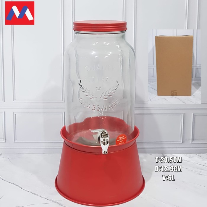 DISPENSER KACA 6 LITER/WADAH MINUMAN/ DISPENSER AIR