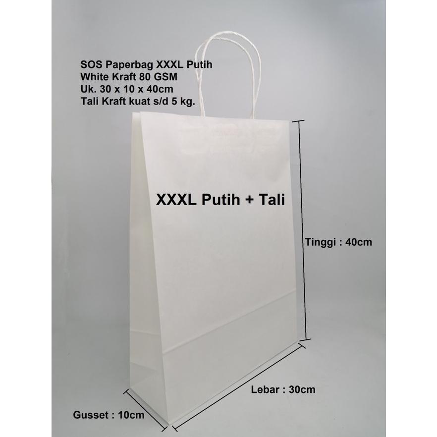 

Kekinian - (10 Pcs) Paperbag XXXL putih Tali