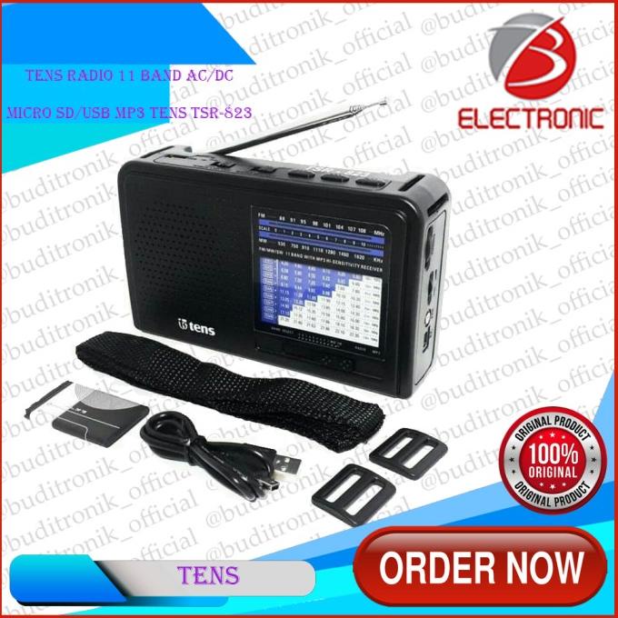Tens Radio 11 Band AC/DC Micro SD/USB MP3 Tens TSR-823 AM FM