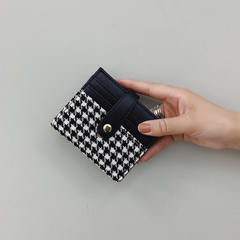 Venna Dompet Kulit Simple Houndstooth / Card Slot / Dompet Kartu / Dompet Tipis