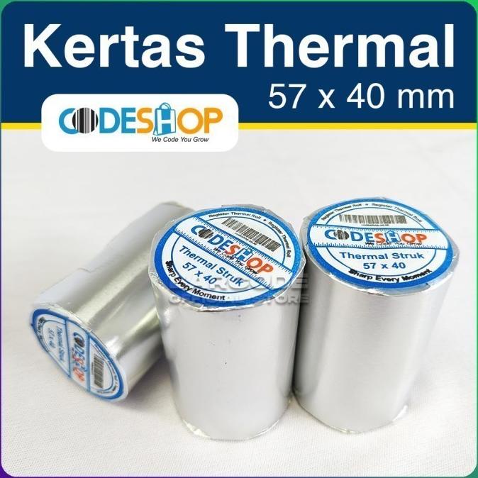 

Kertas Thermal Codeshop 57x40 mm 1 Dus isi 100 Roll