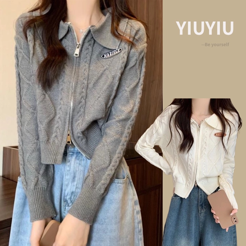 QH YIU YIU Rajut - Cardigan Rajut Korea Cardigan Rajut Crop Polos Cardigan Import Knit Sweater
