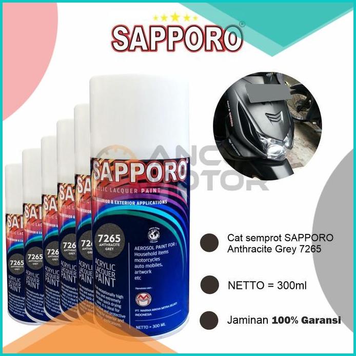 Sapporo Anthracite Grey 7265 Cat Semprot Aerosol Pilox Warna Abu Gelap