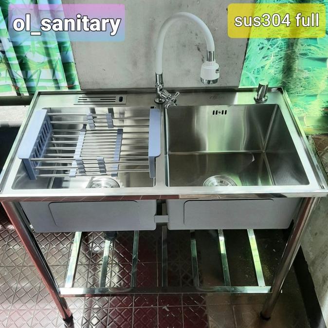 bak cuci piring sink 2 lubang kitchen sink set stainless sink portable