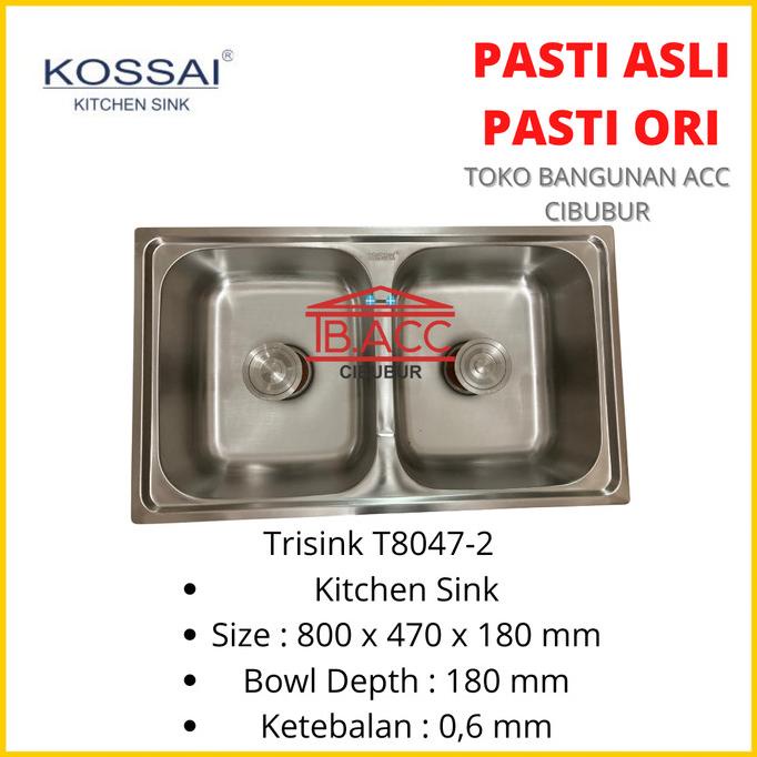 Kitchen Sink / Tempat Cuci Piring Trisink Kossai TS8047 2 Lubang