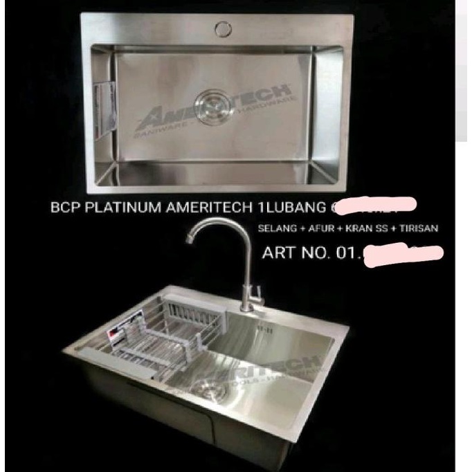 Sink / BCP Single Stainless Ameritech- LUAR MEDAN