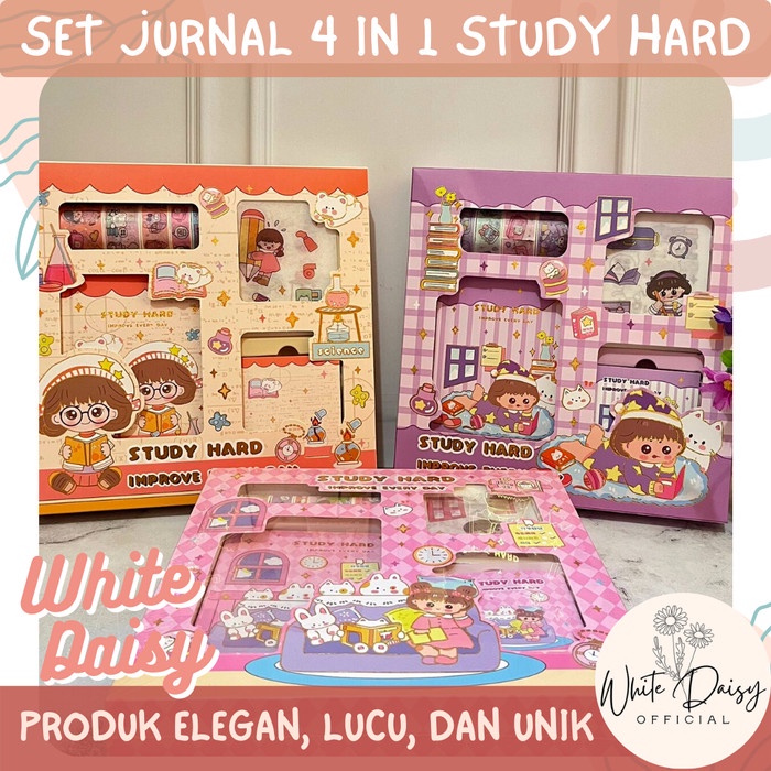 

SALE Jurnal set 4 in 1 Study hard premium hadiah ulang tahun tukar kado hot Termurah