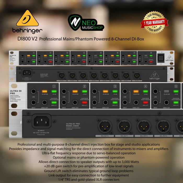 Terbaru Behringer Di800 Ultra-Di Pro V2 Promo Terlaris