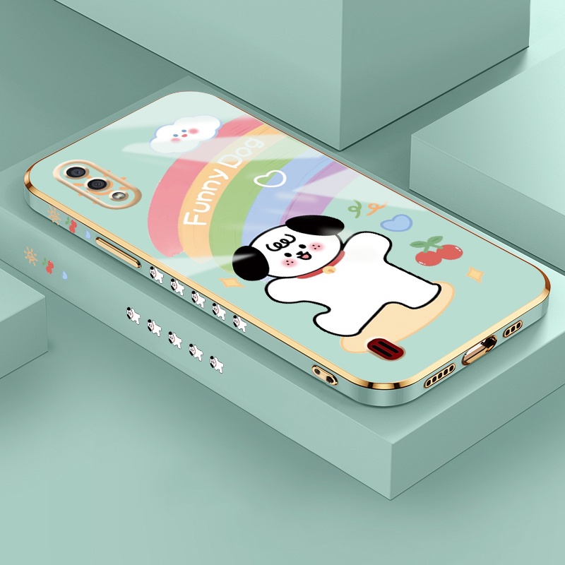 Casing Hp Samsung A01 Core M01 Core A7 2018 A10 A10s M01s M21 M30s Case anjing pelangi pola samping 