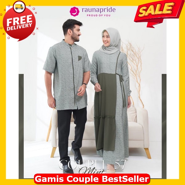 0 Gamis Couple Rauna Rgd Rkk 57 Mint / Baju Muslim / Dress Muslim / Couple Muslim / Koko Dewasa / Ko