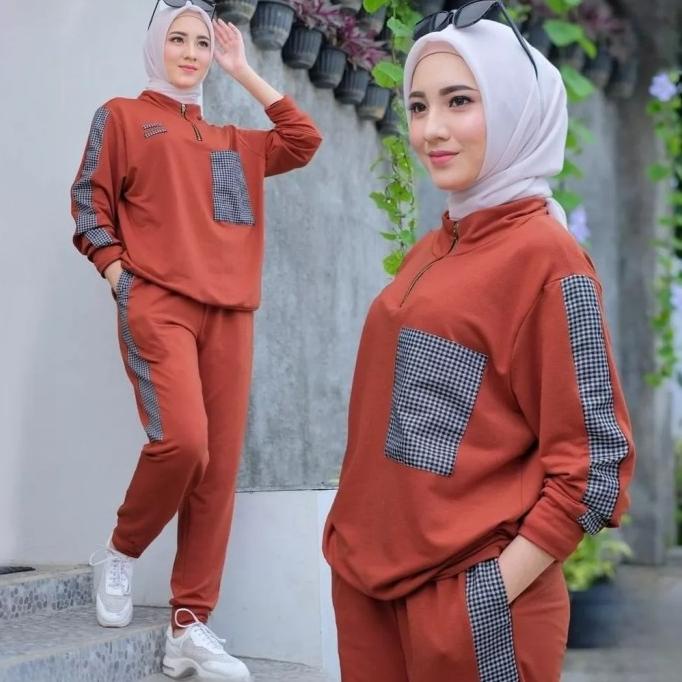 Set Sporty Baju Setelan Olahraga Wanita Muslimah Premium