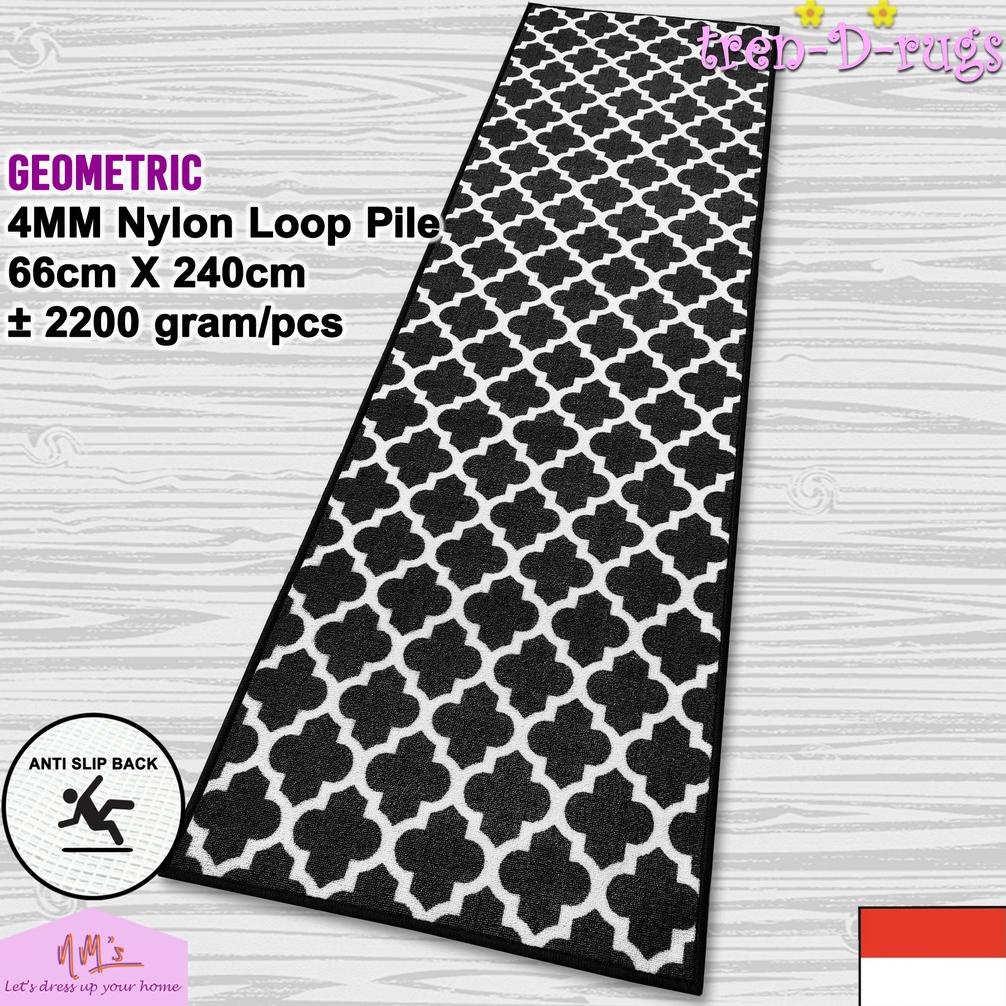 Tren-D-rugs Keset kaki sweden geometris dapur panjang lorong kitchen mat anti slip 66 x 240 cm - NMs