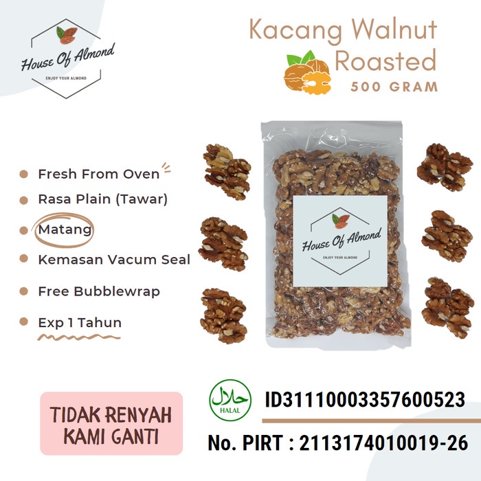 

Kacang - Kacang Walnut Roasted 500Gr (Matang)