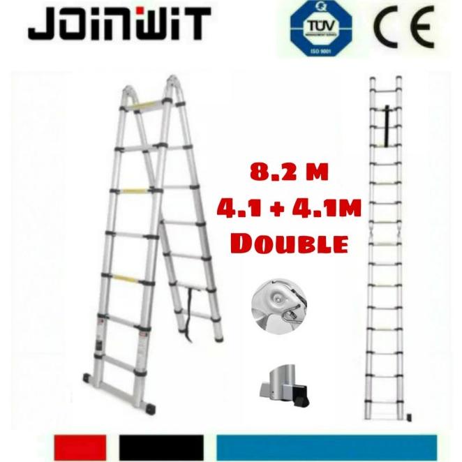 Tangga Teleskopik Double Alumunium 8.2 M /Tangga Lipat 4.1M + 4.1M