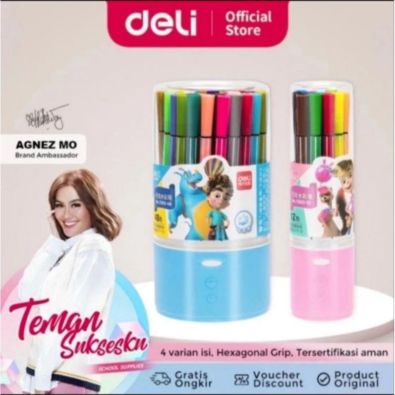 

YENYEN_ATK Deli Hexagonal Watercolor Marker Pen Spidol Warna 12/24/36/48 7060