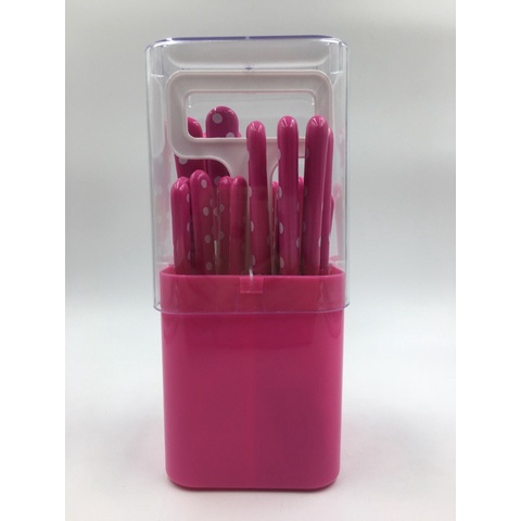 Bistro Bo-1827/5 27Pcs Sendok Set + Plastik Box (Polkadot Pink)