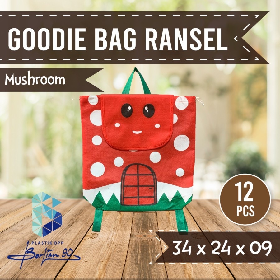 

Lusinan_Tas Goodie Bag Ulang Tahun Anak Ransel Serut Uk 34X24 Cm Isi 12 Pcs Tebal / Tas Spunbond