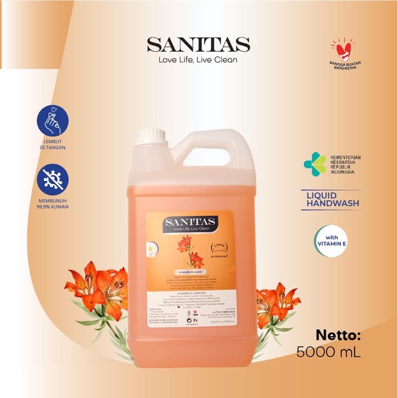 Sabun Cuci Tangan Antiseptik 5 Liter Kemenkes Sanitas Hand Soap