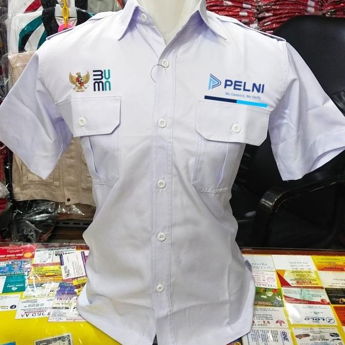 Kemeja PDH BUMN PT PELNI Seragam PDH BUMN PT PELNI Putih Lengan Pendek