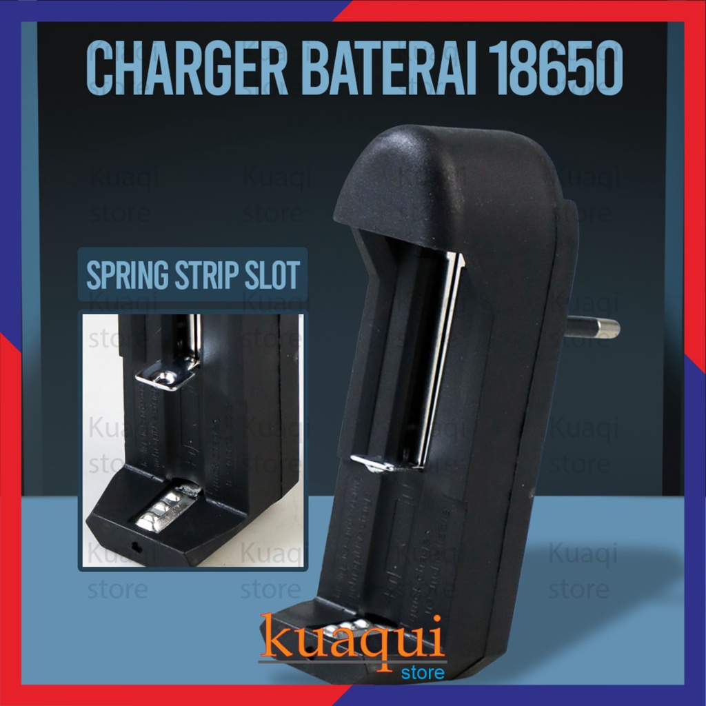 Cas Vape Baterai Cell Charger Battery 18650 (Spring Strip Slot) EU Plug