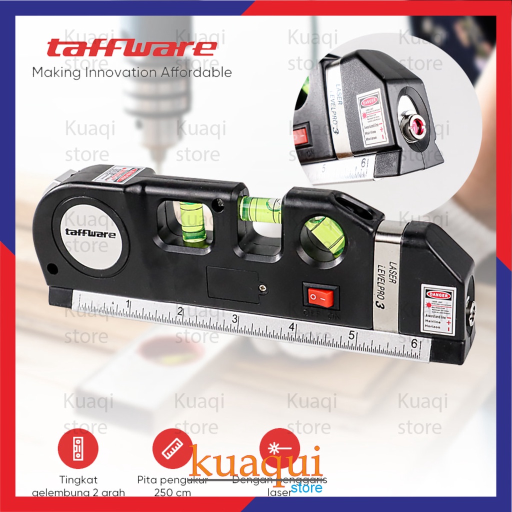 

Penggaris Laser 250cm Waterpass 2 Arah Taffware LEVELPRO3 TL243