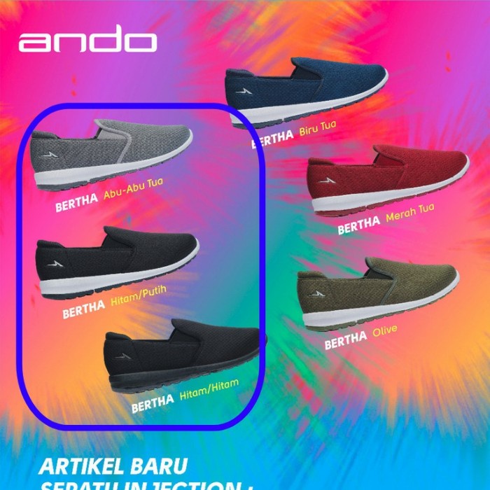 Sepatu Ando Bertha Slip On Wanita Bahan Rajut Flat Shoes Fashion